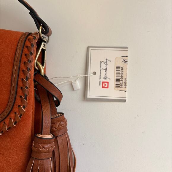 Jen & Co Sloan Vegan Crossbody Faux Suede Envelope Bag Burnt Orange Brown NWT - Picture 11 of 11